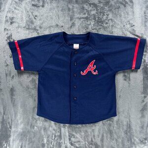 Genuine Merchandise Baseball Jersey Youth M (8) VTG Atlanta Braves Chipper Jones